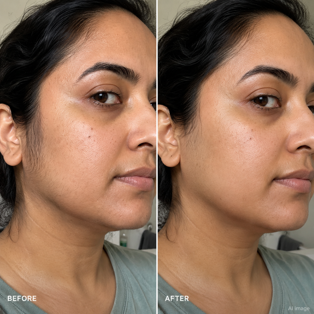 Chin & upper lip — before and after